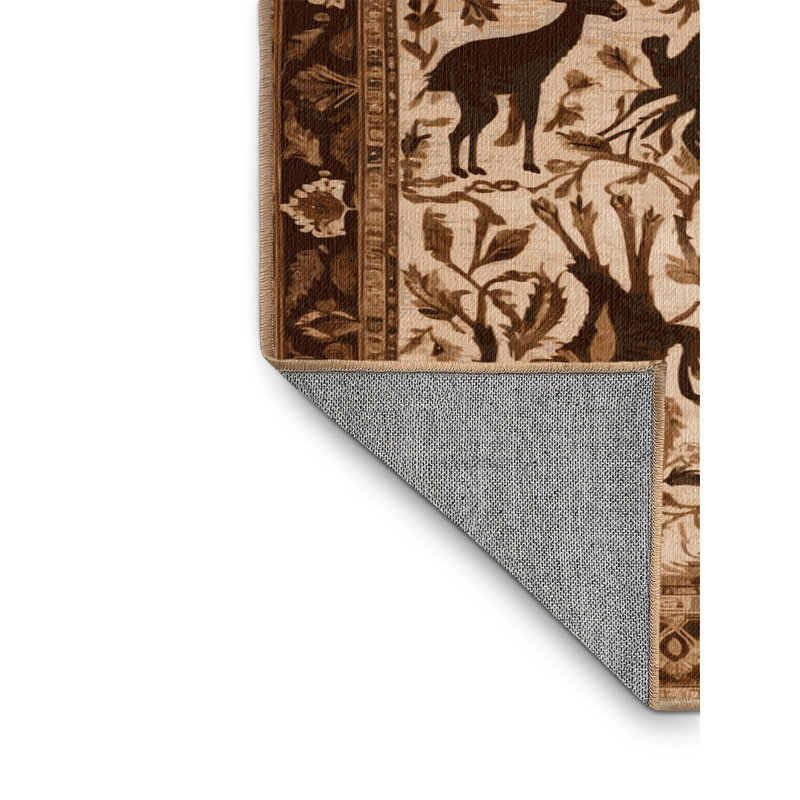 Machine Washable Persian Brown Area Rug, Round 6'