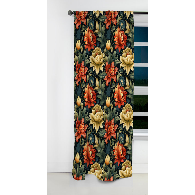 Petal Symphony Colorful Damask Harmony - Rideau damassé - Rideau occultant en velours - 1 panneaux, L 52 po x L 90 po