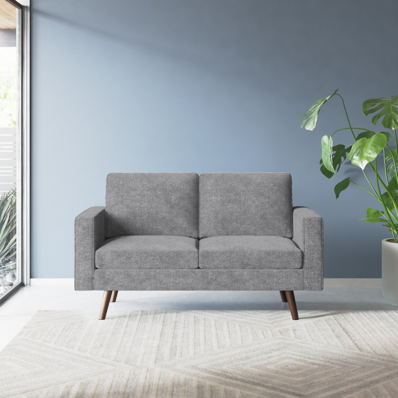 Jaiheem Upholstered 57'' Loveseat, Light Gray Polyester