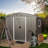 8ft x 6ft Grey Outdoor Metal Storage Shed with Window, Sliding Doors & Accessories – Weatherproof, Includes Padlock & Tools