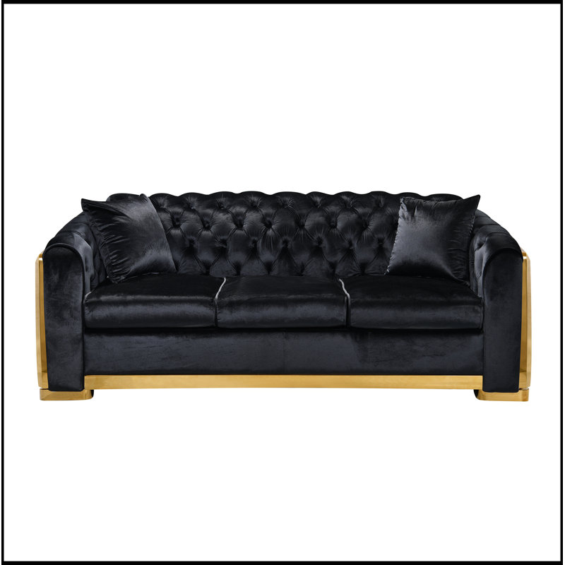 Ensemble de canapé Chesterfield Velvet Luxury, Noir