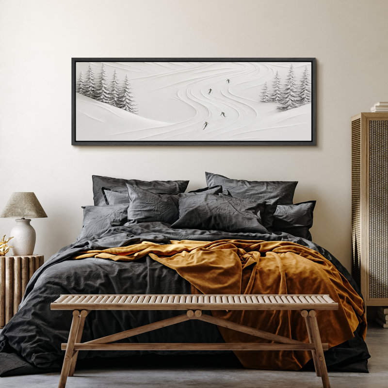 Impression sur toile encadrée, paysage d'hiver, H 20 po x l 60 po, Noir