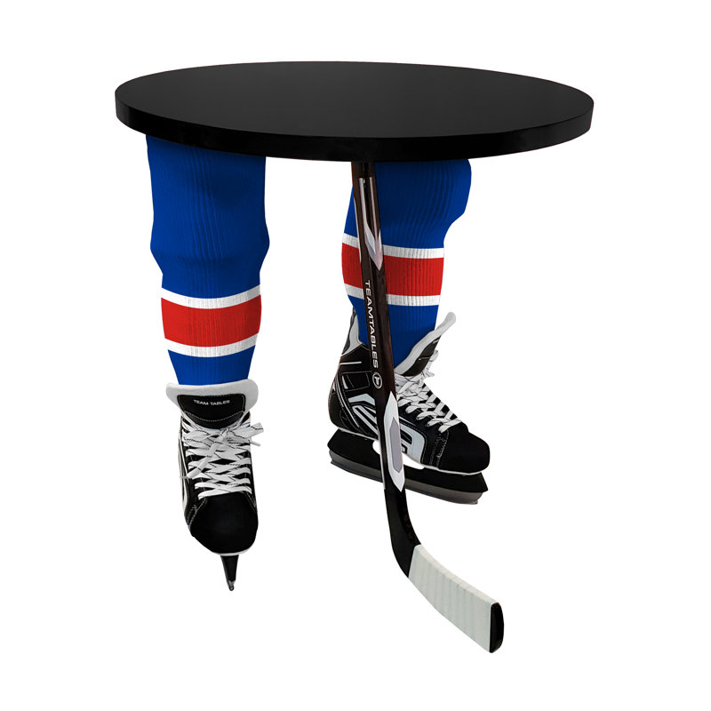 Table de bout à 3 pieds, Blanc délavé, Noir, Rangers de New York