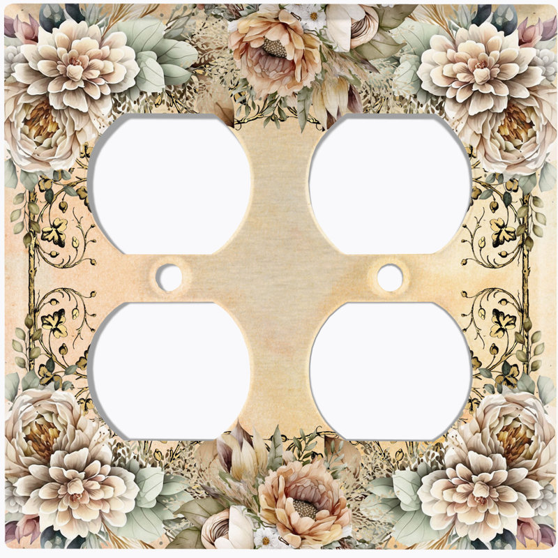 Plaque murale 2 prises White Flower