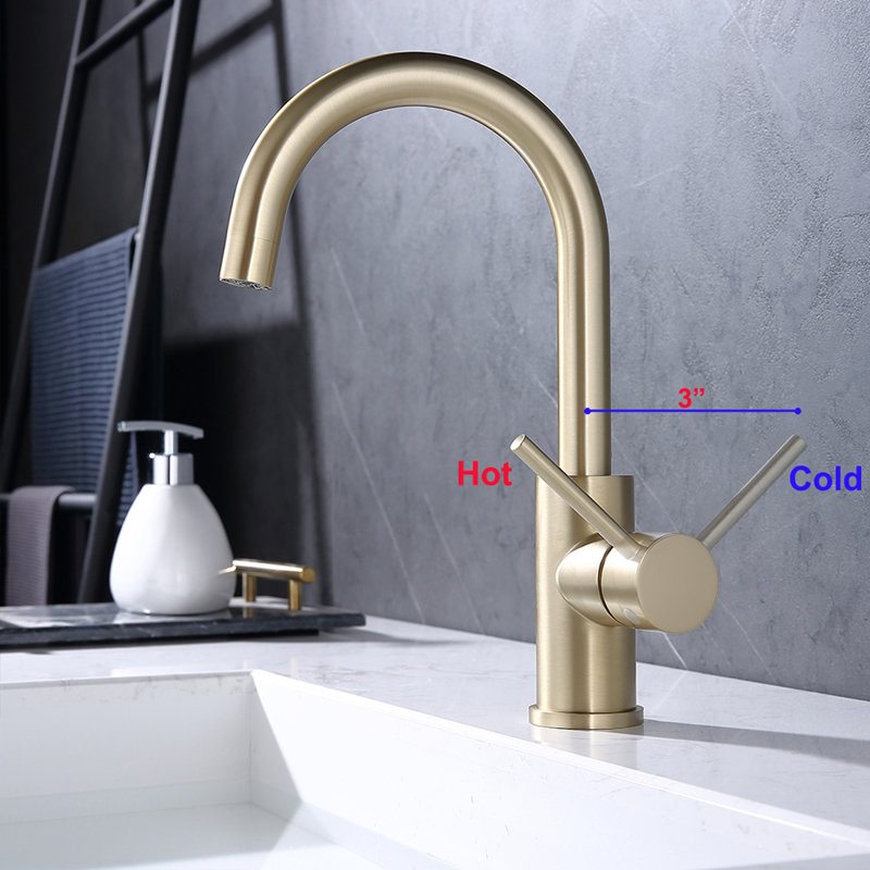 Robinets de bar à un trou, mini-robinets d'évier de cuisine or brossé, robinets de lavabo de bar modernes en acier inoxydable à poignée simple, robinets mélangeurs simples