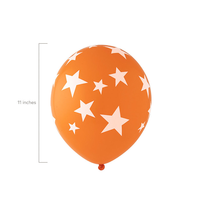 Ballons en latex 11 "Fun Express gris avec étoiles blanches - 24 pièces, Orange