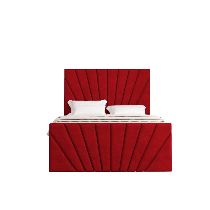 Odolo Upholstered Ottoman Storage Bed, Red, Single (3')