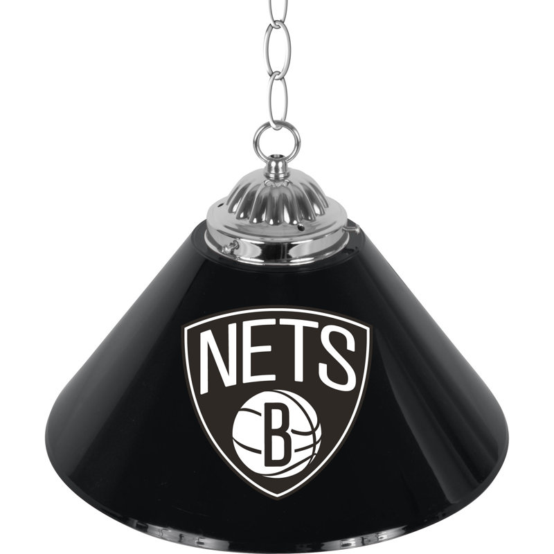 Luminaire suspendu conique à 1 lumière pour table de billard NBA, Nets de Brooklyn