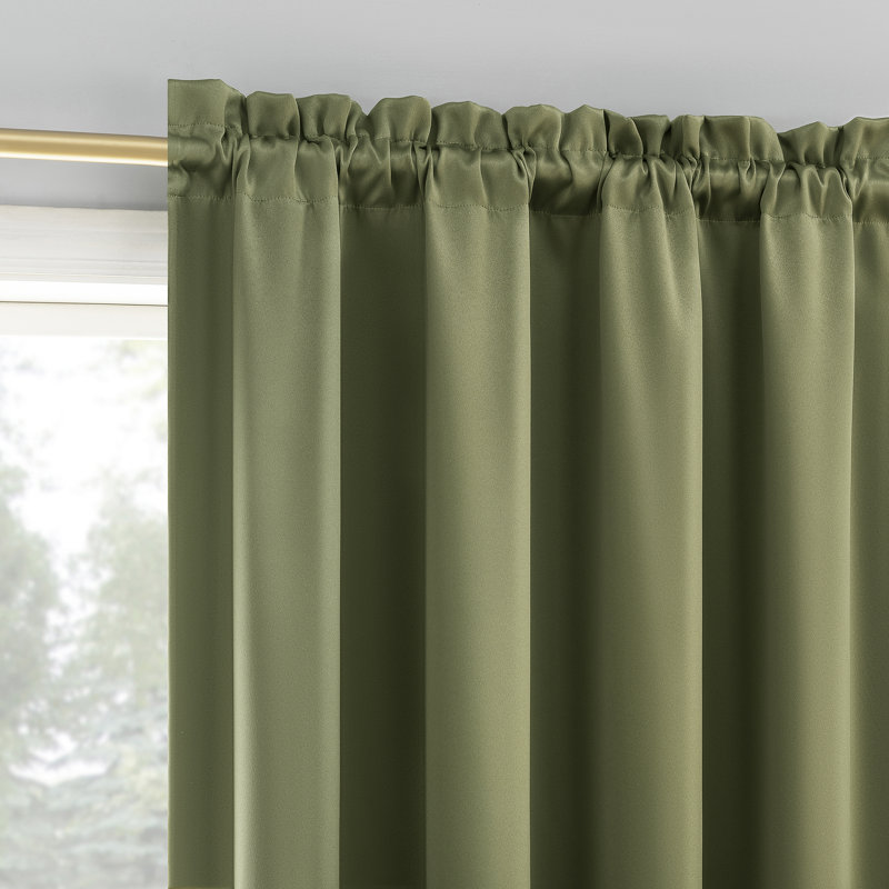 Sun Zero Oslo Theater Grade Extreme 100% Blackout Rod Pocket Curtain Panel, 52" W x 95" L, Sage Green