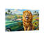 Animals Lion Standing Beside Green Car In Flower Field-2073223686-2073223684-2073223683