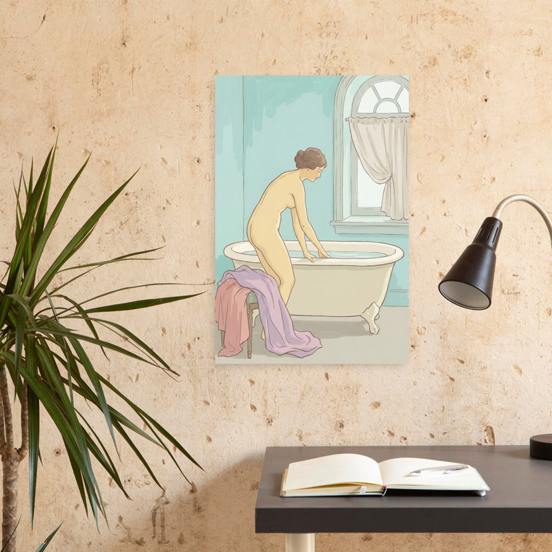«Bathing Day», art mural contemporain abstrait, H 24 po x l 16 po