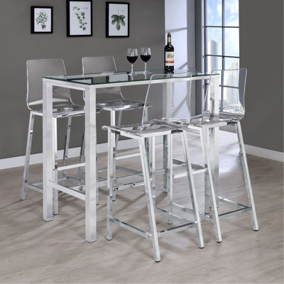Ensemble de bar chromé et transparent 5 pièces