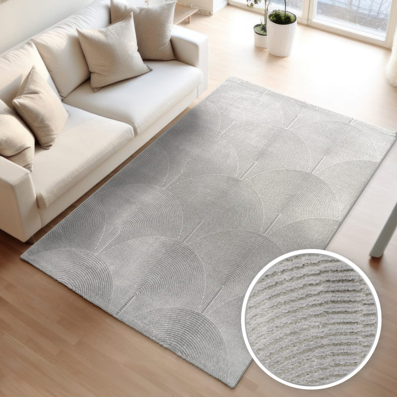 Minimalist Area Rug with Arched Lines, Rectangle 5'3" x 7'3"
