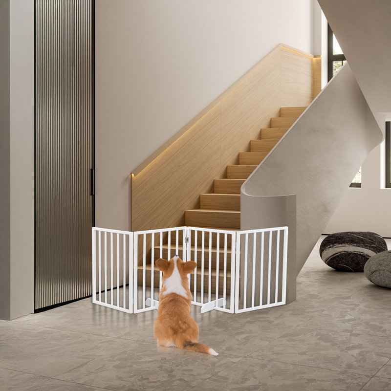 Barrière pour chien autoportante pliable 24 po H 24 po (4 panneaux), Blanc