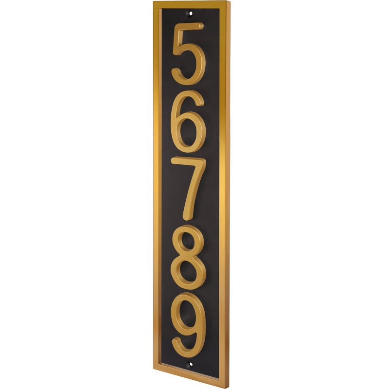 Plaque d'adresse verticale encadrée en aluminium Royal Shade - numéros de maison personnalisés à 3/4 chiffres pour des espaces intérieurs et extérieurs élégants