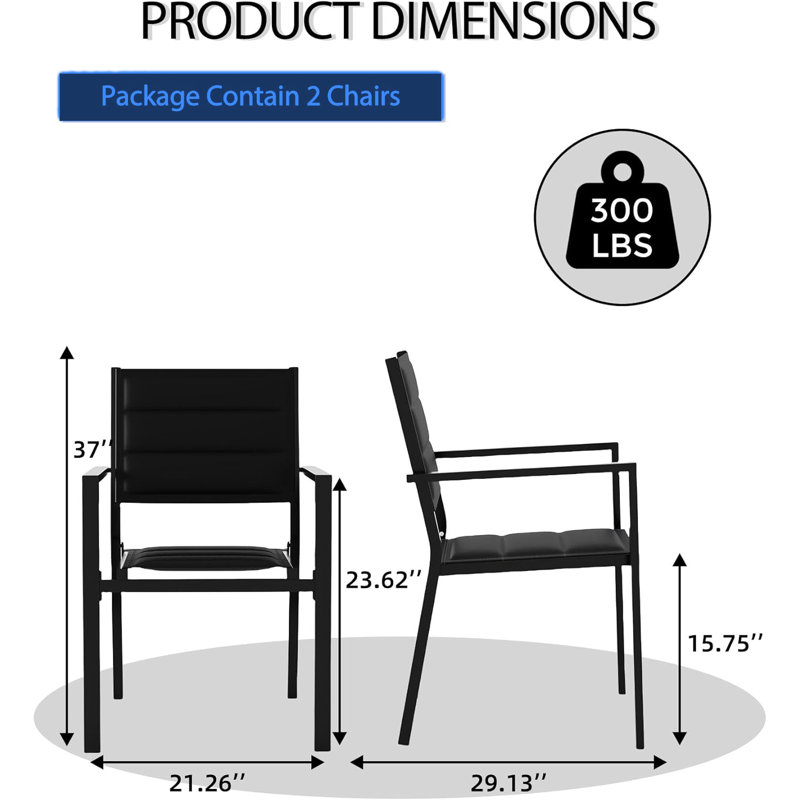 Patio Dining Armchair, Black