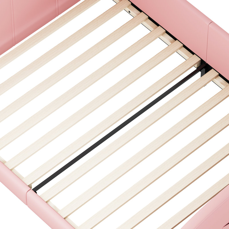Lit plateforme tapissier simple avec tête de lit et lit rose durable, Rose