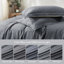 Ensemble de housse de couette 100% coton lavé Solayne avec texture de faux chanvre, couleur unie, fermeture à glissière et attaches de coin-111685185-111685165