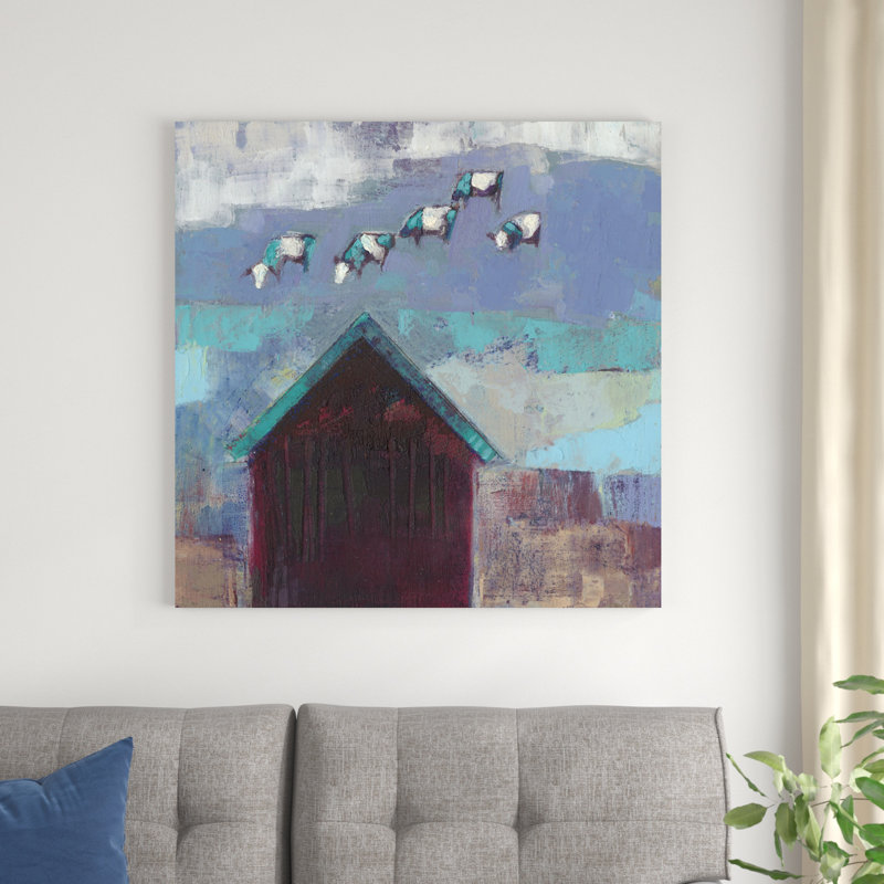 " Cow Cloud Barn " by Sue Jachimiec Painting Print, 36" H x 36" W