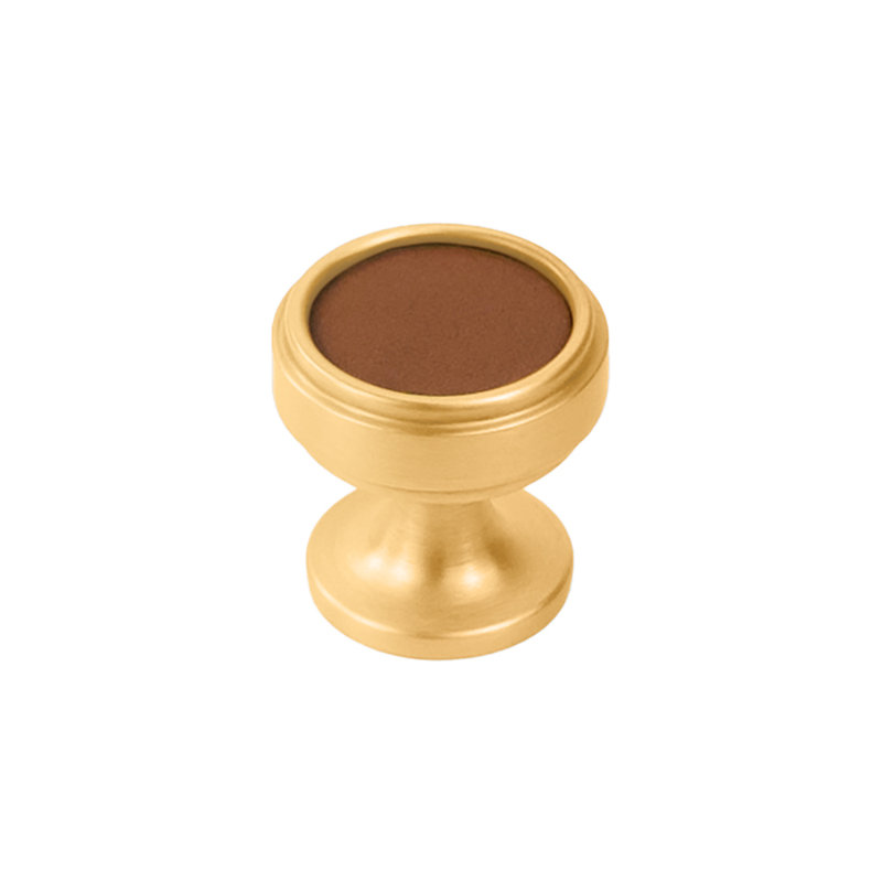 Reserve Round Knob, Brushed Golden Brass/Brown