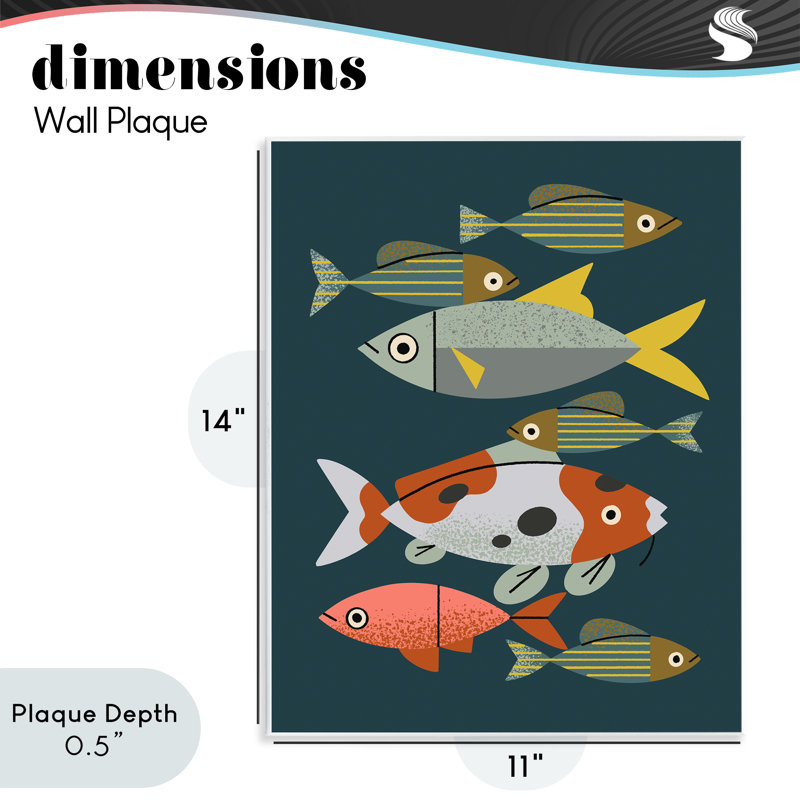 Plaque murale Mid-Century Pond Fishes, design par Renea L. Thull