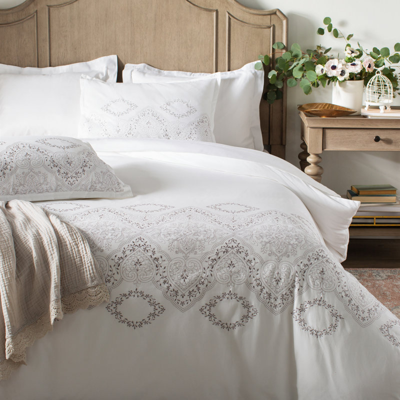 Artsiom Cotton Twill Geometric Shapes Duvet Cover, Full/Queen Duvet Cover + 2 Shams