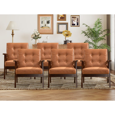 Fauteuil d'appoint classique avec accoudoirs et pieds en bois massif Chester