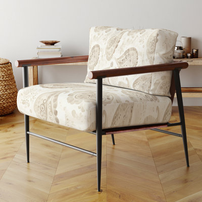 Chaise rembourrée moderne à motif floral cachemire beige