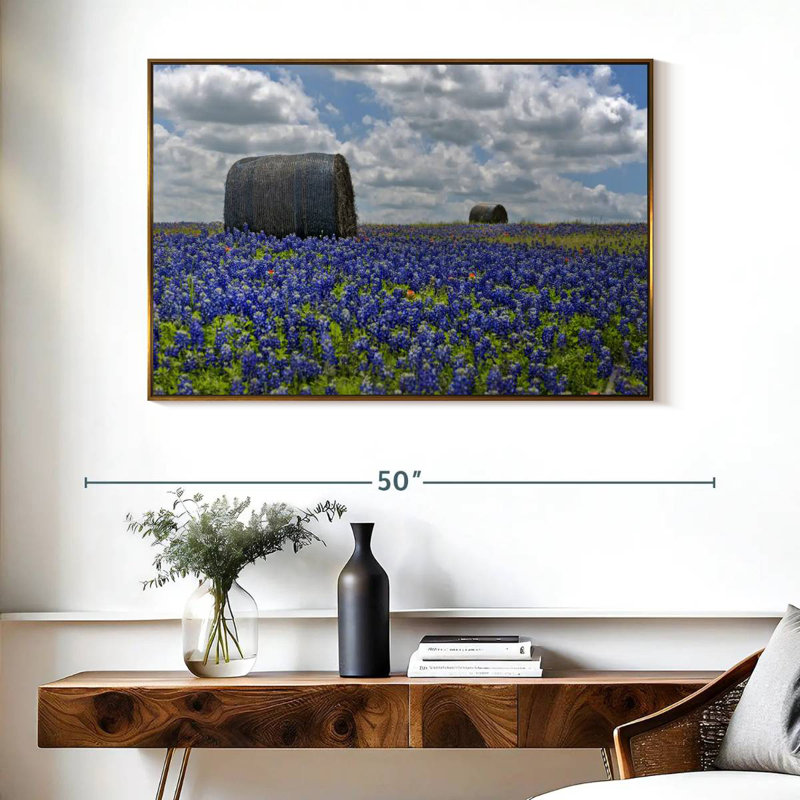 Texas Bluebonnets, Cadre flottant doré, 40 po x 27 po