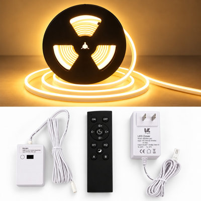 Bande lumineuse DEL en silicone V4light 12v avec contrôle intelligent, lueur sans points, blanc réglable 2700k – 5000k, Cri 90+, flexible et coupable pour mur à lattes, vitrine et intérieurs modernes