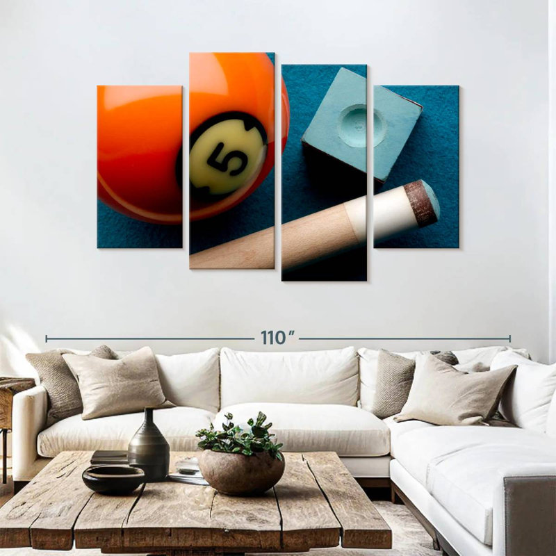Senne 5 Ball And Cue Stick, 54" H x 84" W