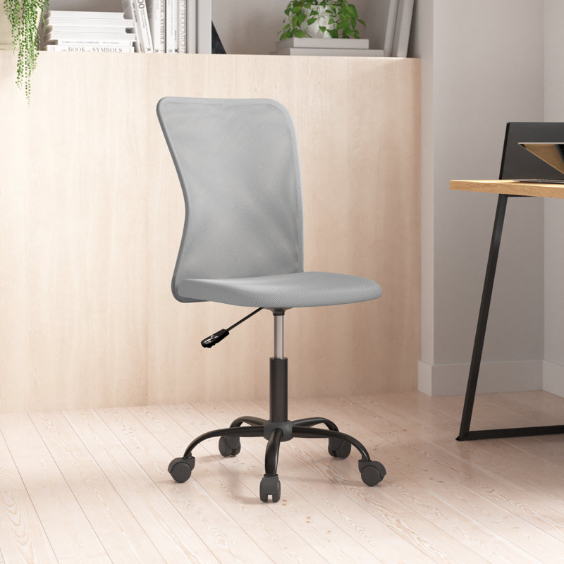 Armless Task Chair Height Adjustable Office Chair Mid Back Mesh Desk Chair Executive Rolling Swivel Computer Chair, Gray