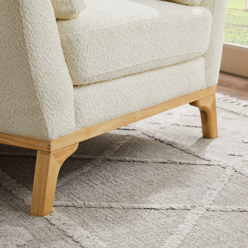 Ljubinko Upholstered Armchair, White Boucle