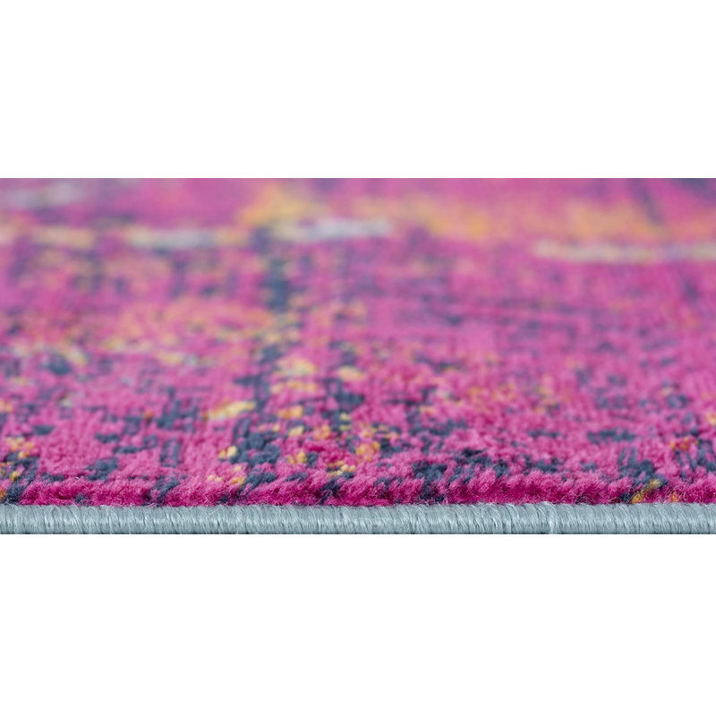 Tapis abstrait dhurrie 3 pi x 5 pi Magenta