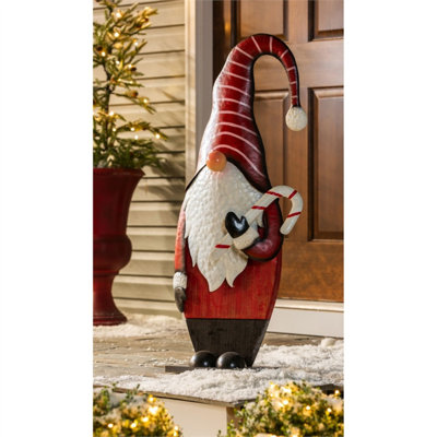 Gnome de jardin 40 po en métal et bois