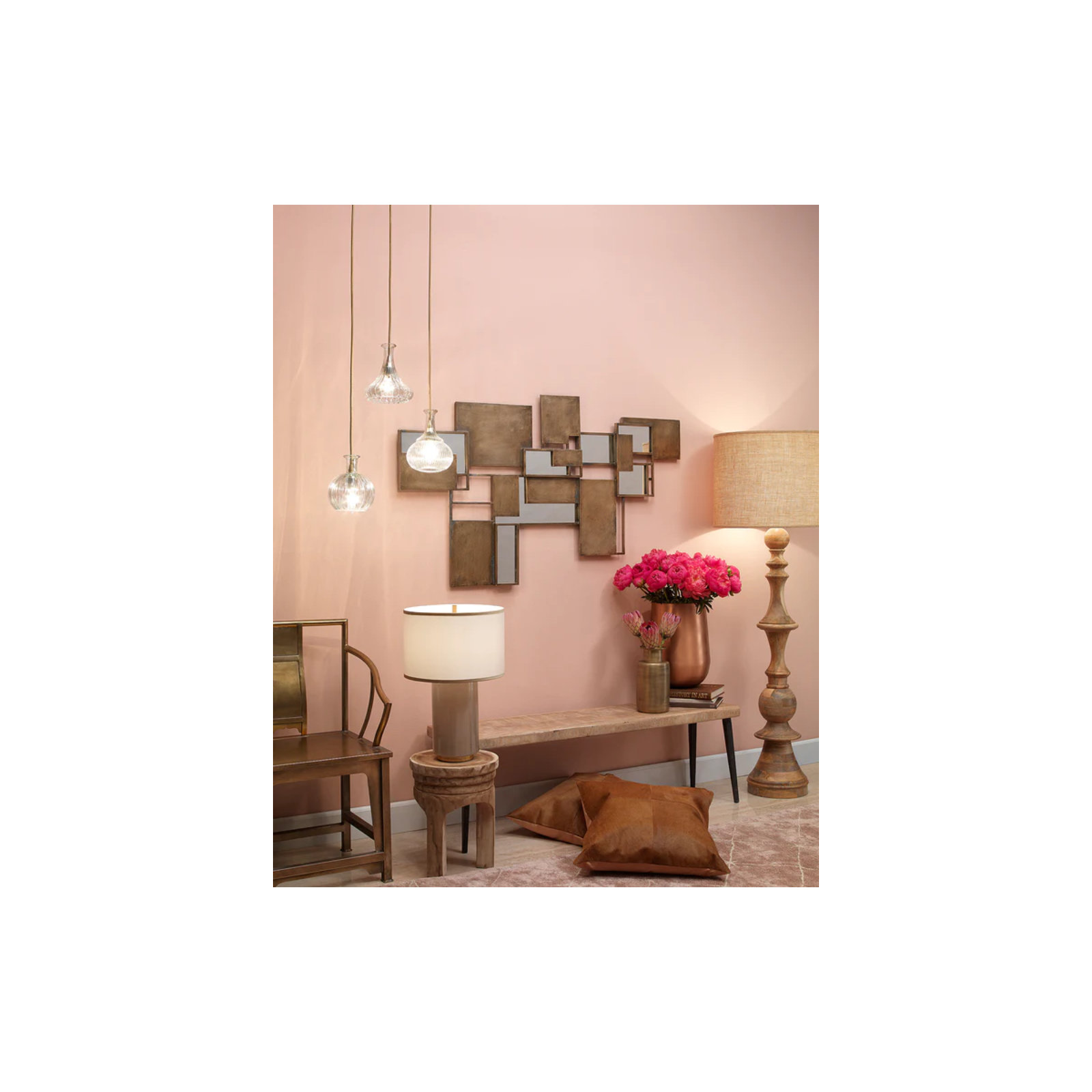 Portree Single Light Ribbed Glass Dimmable Pendant