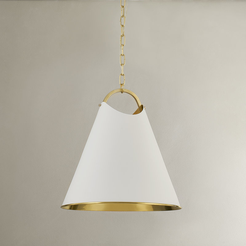 BURNBAY 1 LIGHT PENDANT, Aged Brass, 22.25" H x 18.25" W x 18.25" D