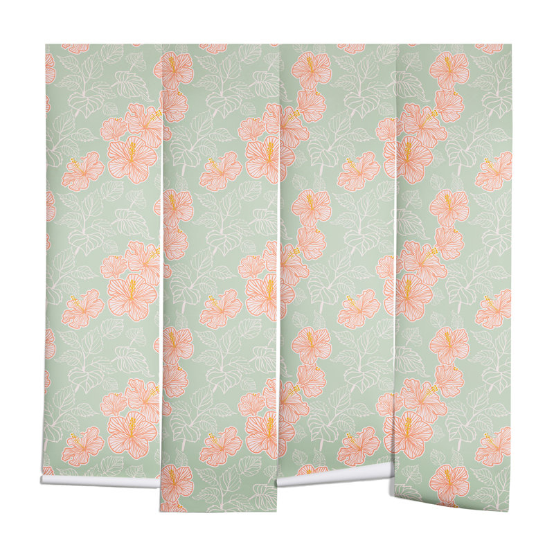 Murale hibiscus tropical hello sayang, L 96 po x l 96 po