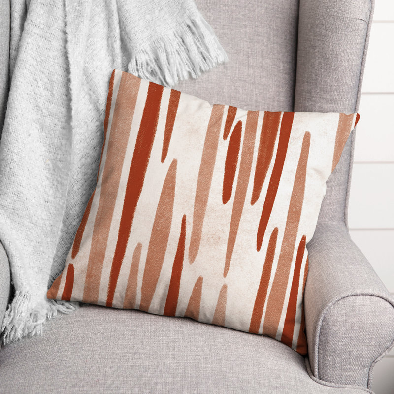  Coussin décoratif intérieur / extérieur à rayures, Brun clair