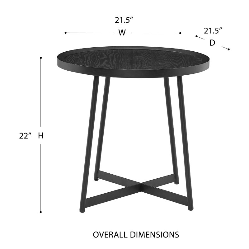 Table de bout à pieds croisés Xavier, Noir