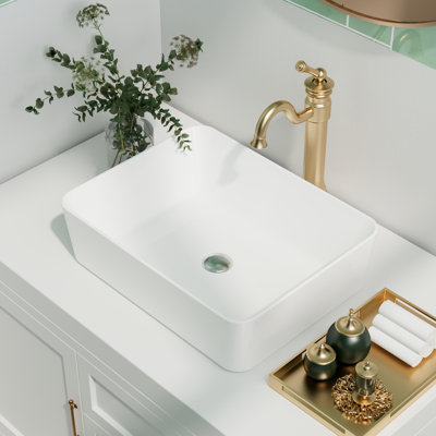 Ally 475mm x 375mm Ceramic Rectangular Countertop Basin Bathroom Sink