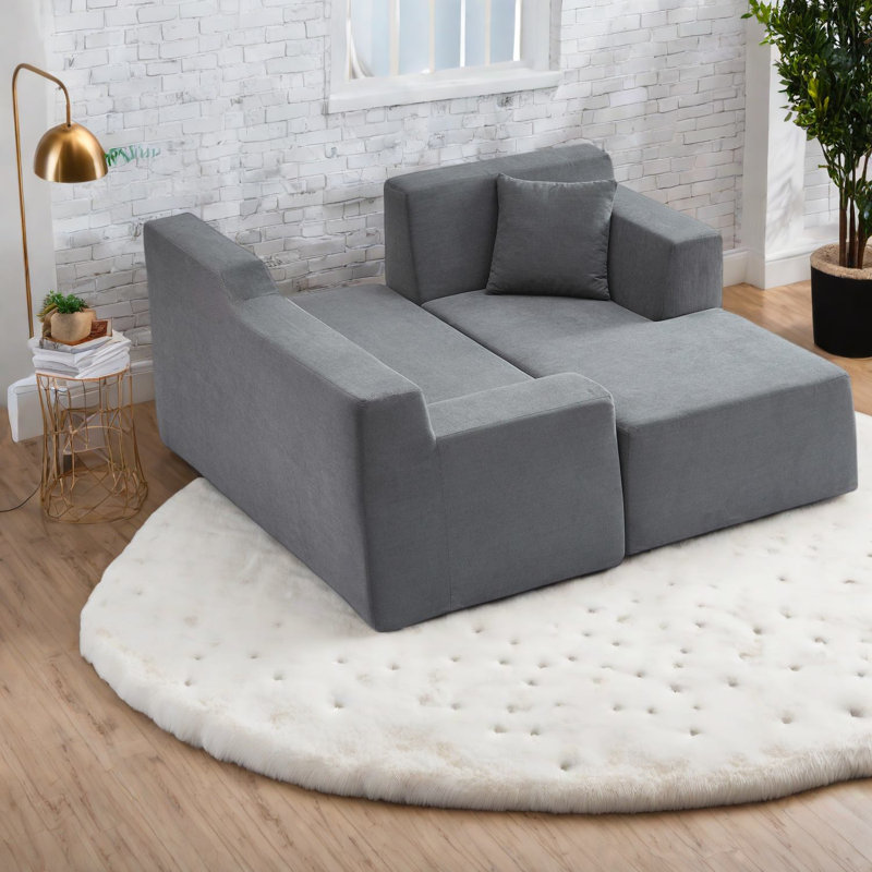 Canapés confortables en forme de L en velours côtelé, dossier haut, style moderne pour la maison