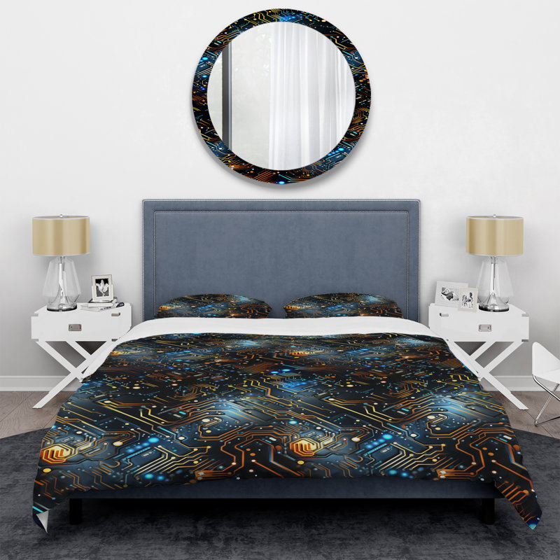Ensemble de housse de couette géométrique Futuriste, Housse de couette pour très grand lit et 2 très