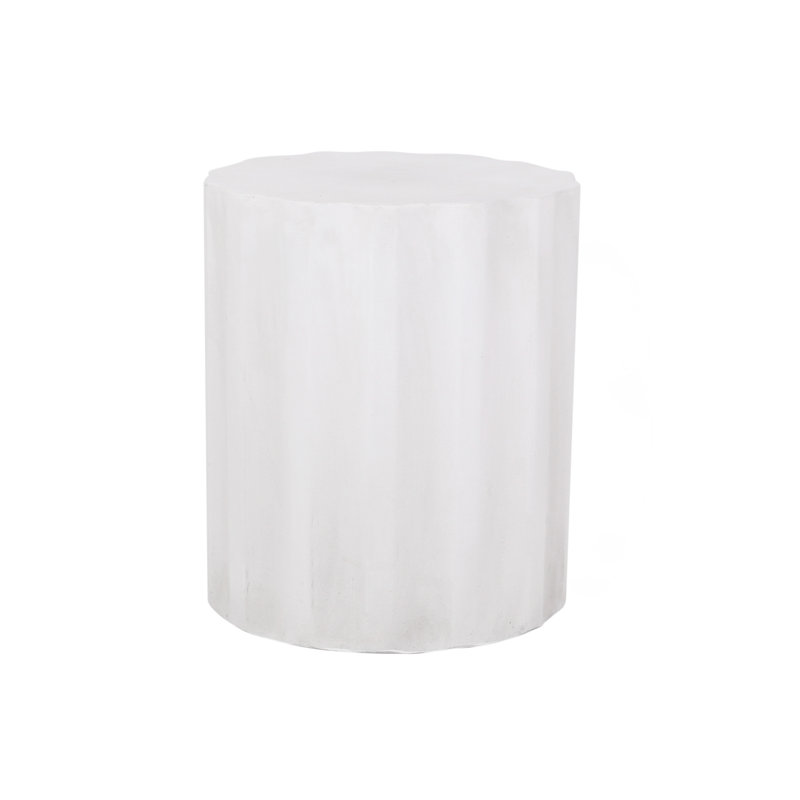 Outdoor Lightweight Concrete Side Table, Antique White