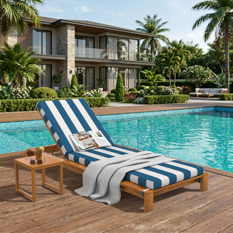 Sunbrella® Outdoor Chaise Cushion, 24" W x 73" D, Cabana Regatta