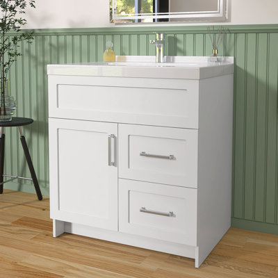 30" Bathroom Vanity Without Top Sink,Cabinet Base Only, Bathroom Storage Cabinet With 2 Drawers,One Door Design,Water,Stain Proof,Unassembled