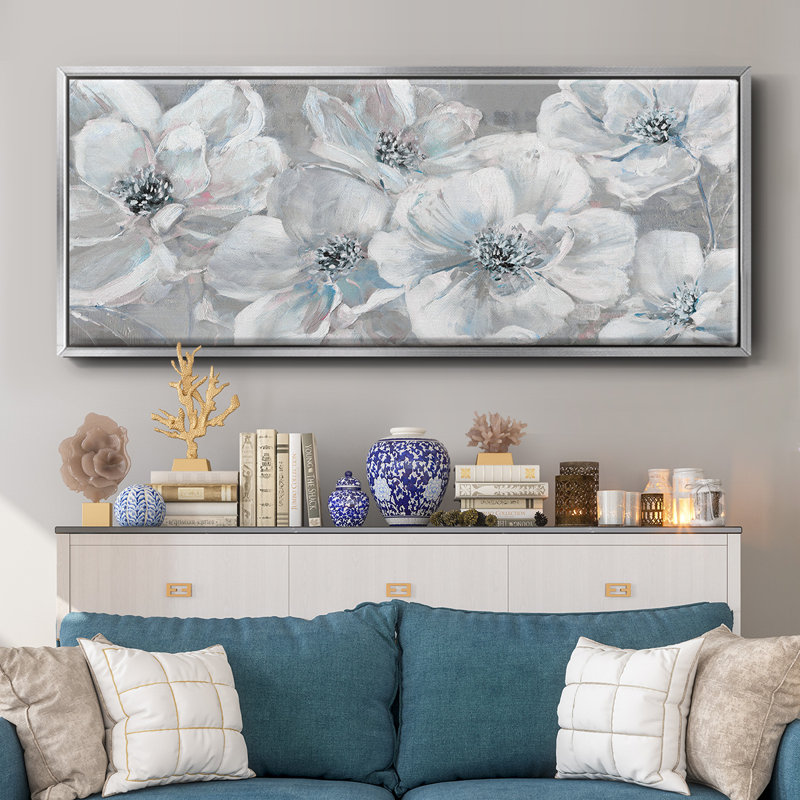 Soft Teal Summer - toile encadrée, H 20 po x l 50 po