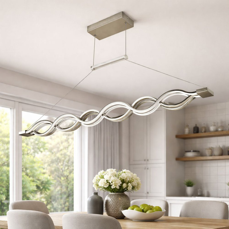 4 Light Led Array Pendant, Wave Design