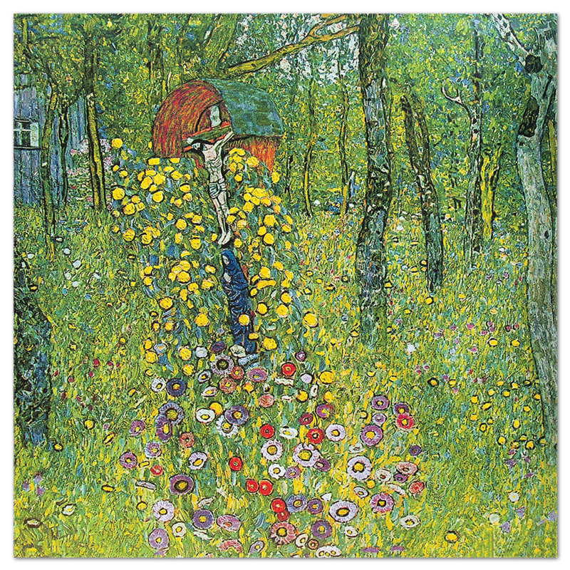Countryside Garden With Crucifix by Gustav Klimt - No Frame Painting on Plastic / Acrylic, 65cm H x 65cm W
