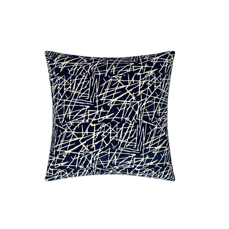 Abstract Feather Reversible Throw Pillow, 22"H x 22"W, Navy